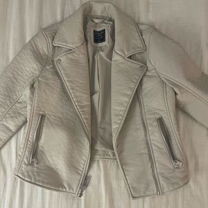 Cream leather Abercrombie & fitch jacket